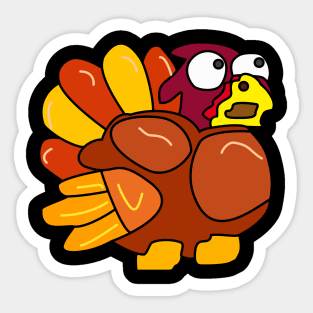 Chicken Turkey (eyes looking up right and facing right side) - Thanksgiving Sticker